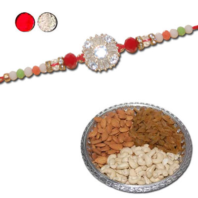 "RAKHIS -AD 4580 A (Single Rakhi), Dryfruit Thali - RD700 - Click here to View more details about this Product